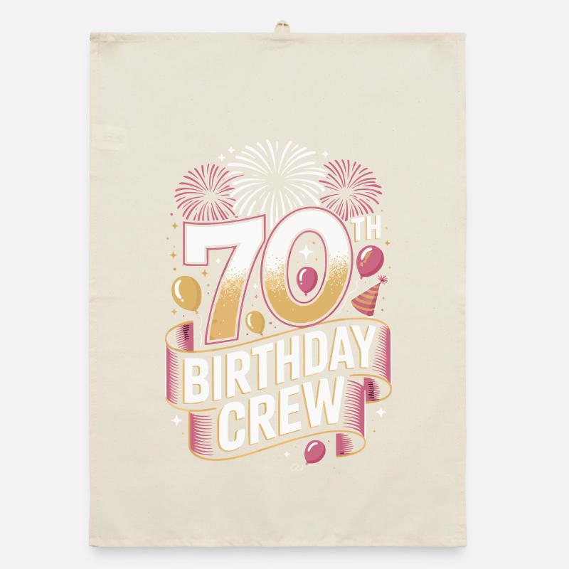 70th birthday crew Organic dish towel