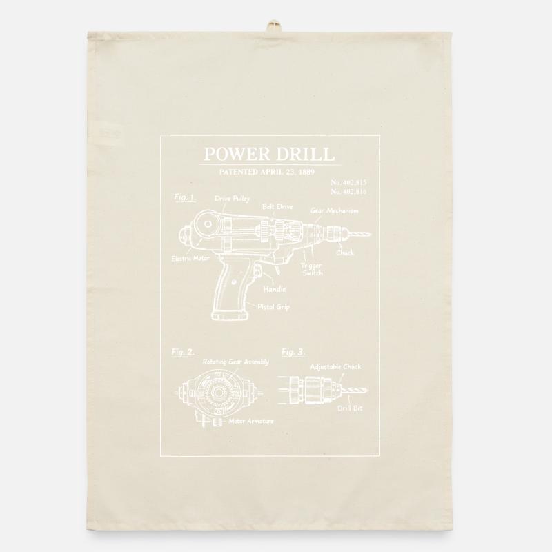 Power Drill Patent Blueprint Organic dish towel