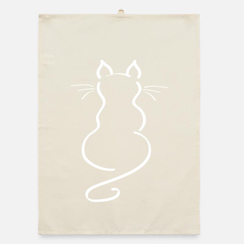Cat Minimalist Line Back Plain Thick Organic dish towel