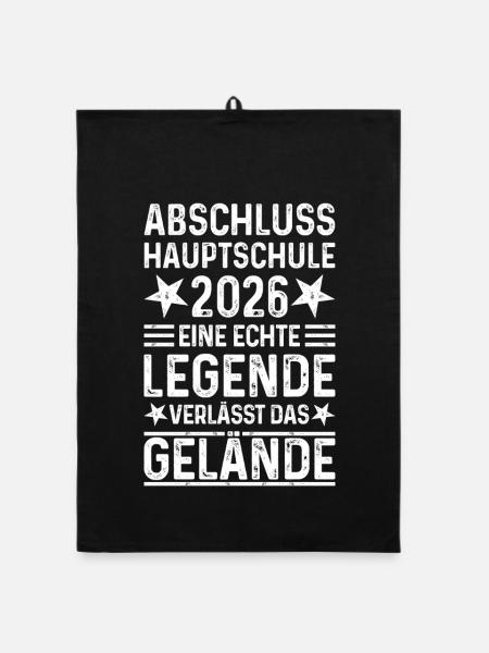 Abschluss 2026 Hauptschule Spruch Legende Gelände - Organic Geschirrtuch - Schwarz - Vorne