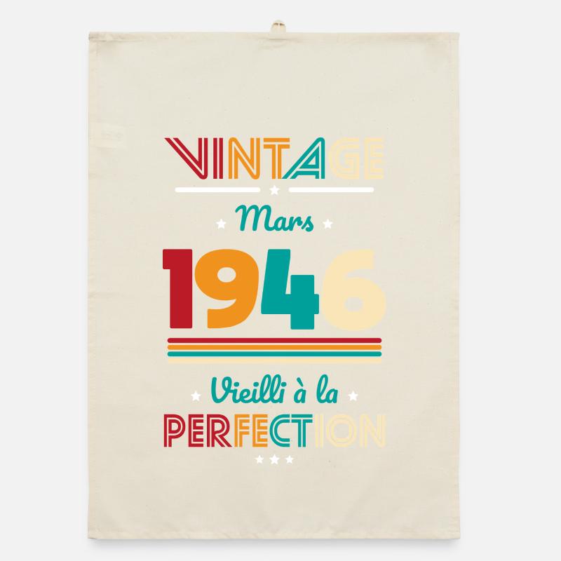 Anniversaire 80 ans - Vintage - Mars 1946 Torchon bio