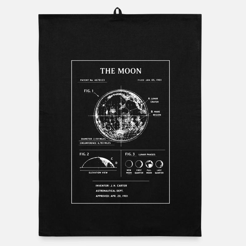 Lunar Blueprint Moon Map Organic dish towel