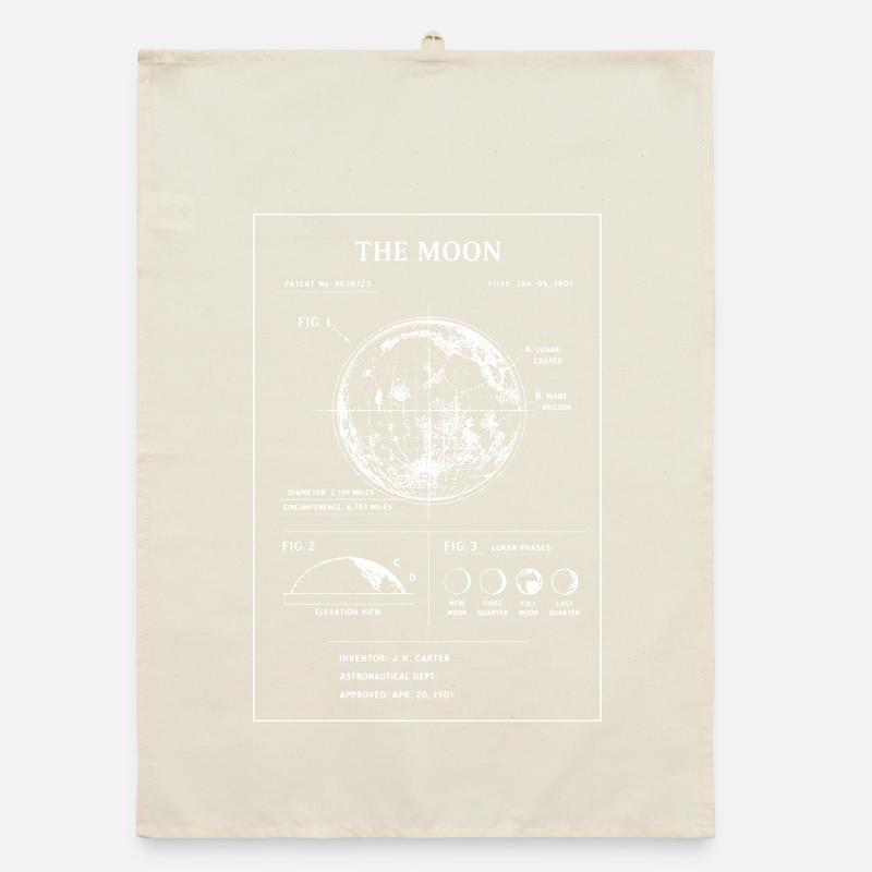 Lunar Blueprint Moon Map Organic dish towel