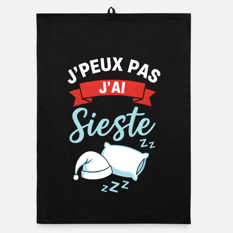 J'ai Sieste: Pause Douceur - Torchon bio - noir