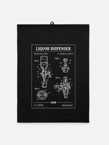 Distributeur d’alcool vintage Blueprint - Torchon bio - noir - Devant