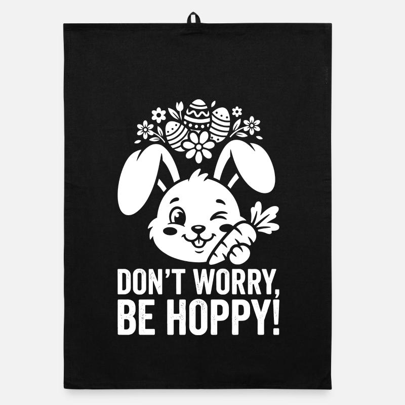 Lapin de Pâques Hoppy – Ne t’inquiète pas, sois hopp Torchon bio