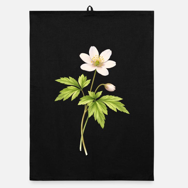 Illustration de fleur printanière anémone des bois Torchon bio