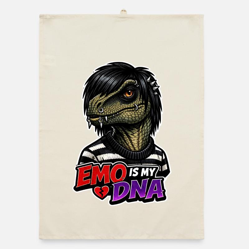 Emo Dinosaur, Sad Dino, Emotional Organic dish towel