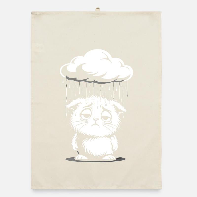 Traurige Katze - Retro Comic Kätzchen Organic Geschirrtuch