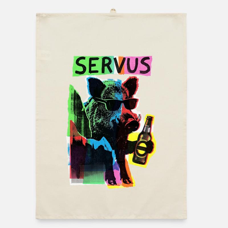 Cool Alpine Wild Boar Organic dish towel