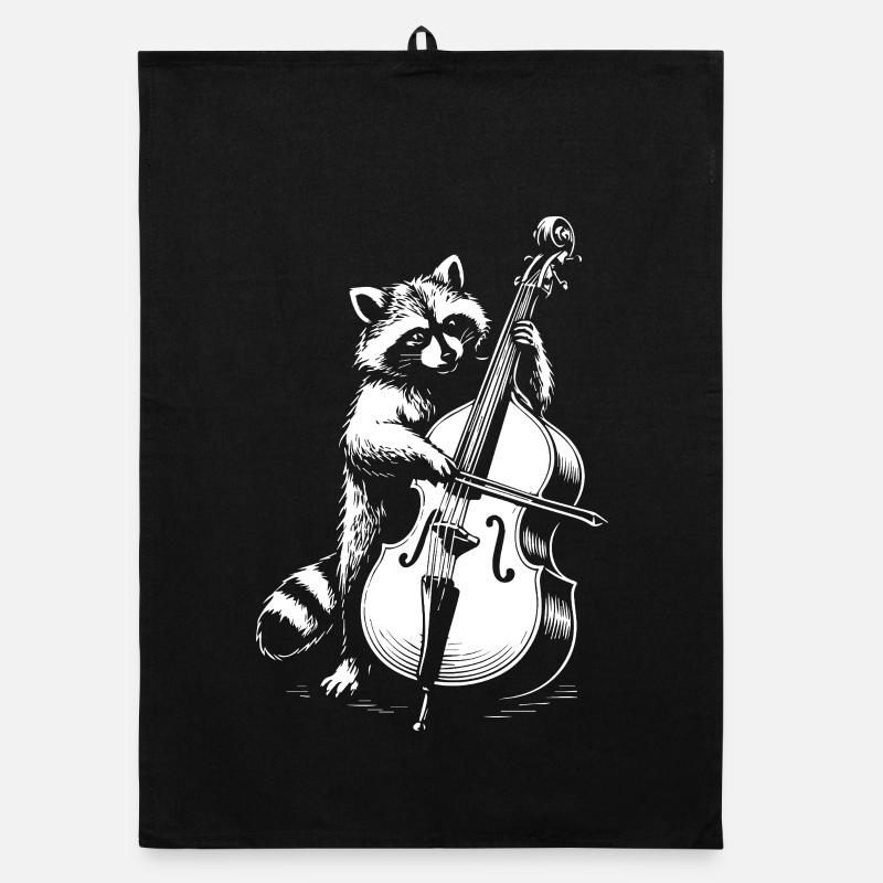 Raccoon joue de la contrebasse Torchon bio