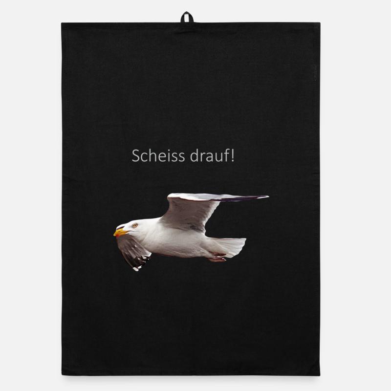 Möwe im Flug Spruch Organic Geschirrtuch