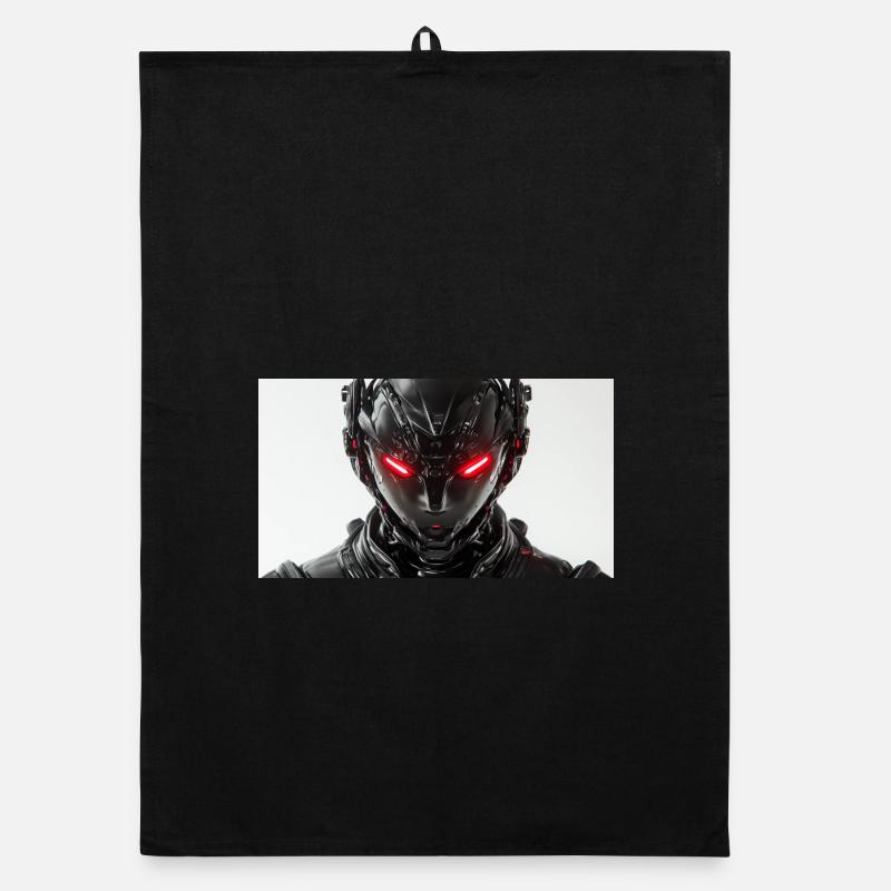 Futuristischer Roboter mit rot leuchtenden Augen - Organic Geschirrtuch - Schwarz