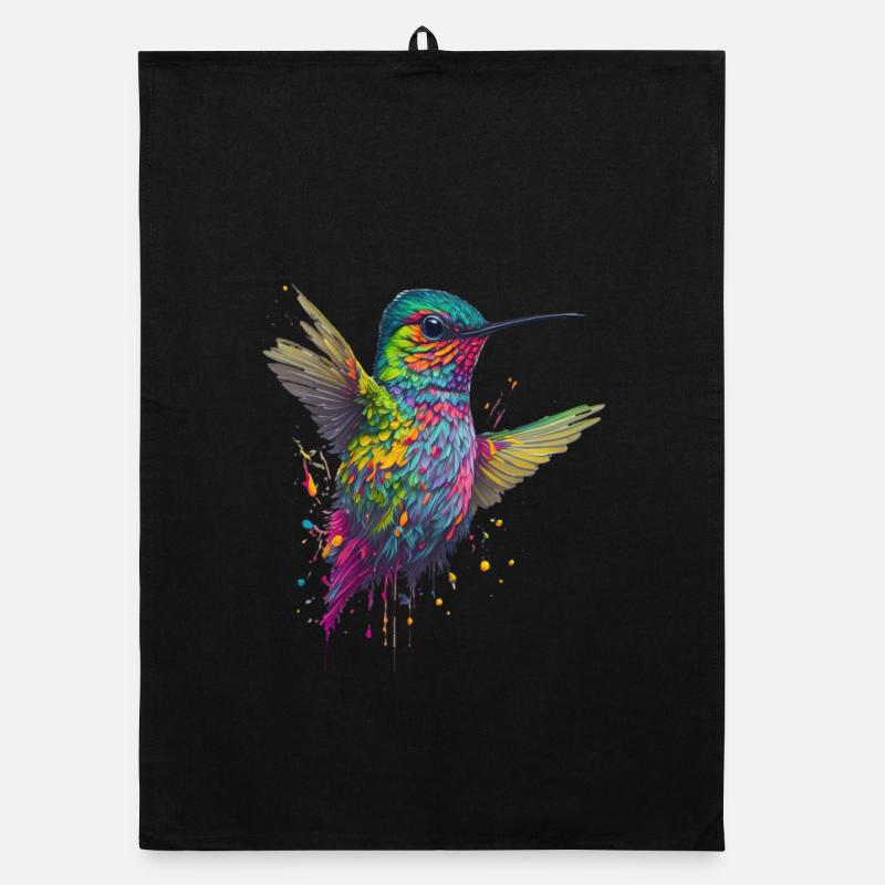Explosion de couleurs Hummingbird Artwork Torchon bio