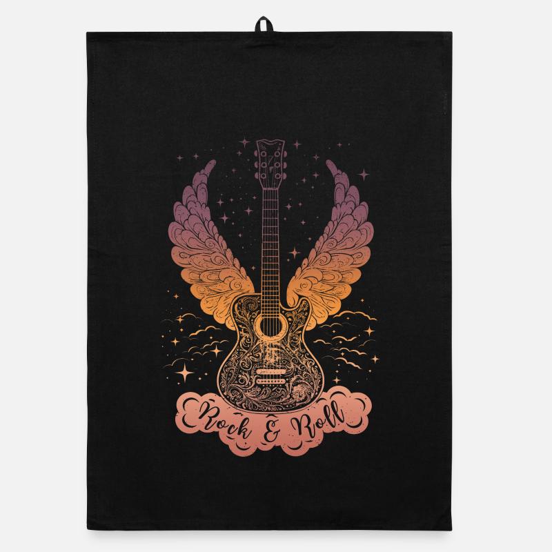 Rock & Roll Guitar - Organic Geschirrtuch - Schwarz
