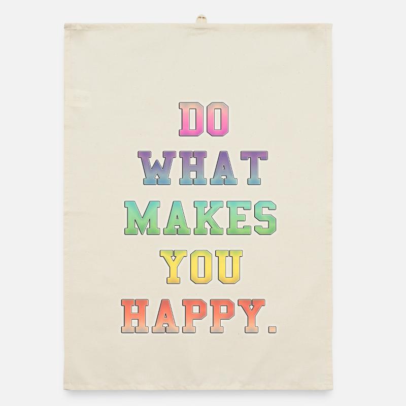 Inspirational Colourful Happiness Message Organic dish towel