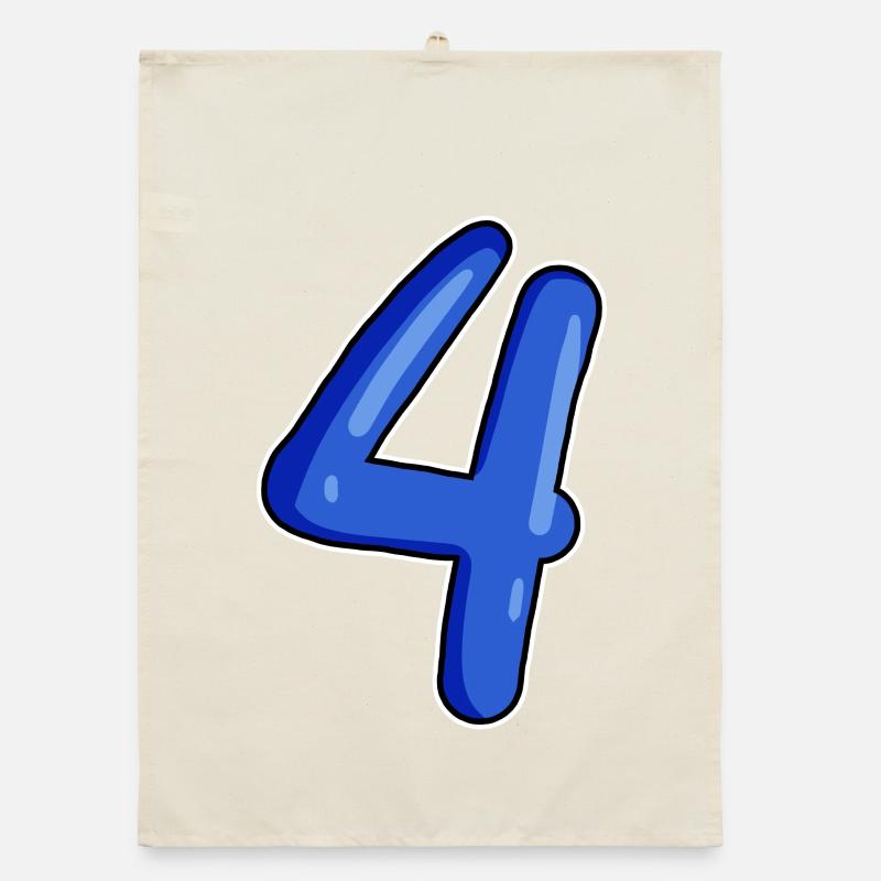 4 Zahl in Blau Organic Geschirrtuch