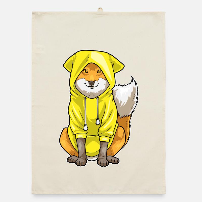 Fox Winter Pullover Hoodie Organic dish towel
