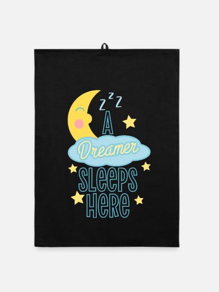 Sleeping Dreamer Astronaut Design - Organic dish towel - black - Front