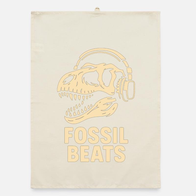 Fossil Beats Dinosaur avec des écouteurs Torchon bio