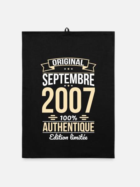 18th Birthday - Original - September 2007 - Organic dish towel - black - Front