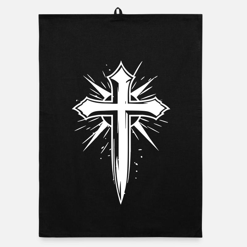 Christliches Kreuz mit Schein-Effekt Organic Geschirrtuch