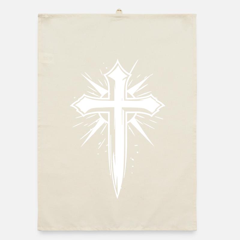 Christliches Kreuz mit Schein-Effekt Organic Geschirrtuch