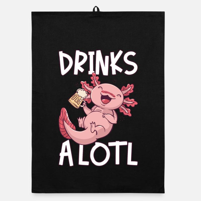 Drinks A Lotl Axolotl Drinks Beer Organic dish towel