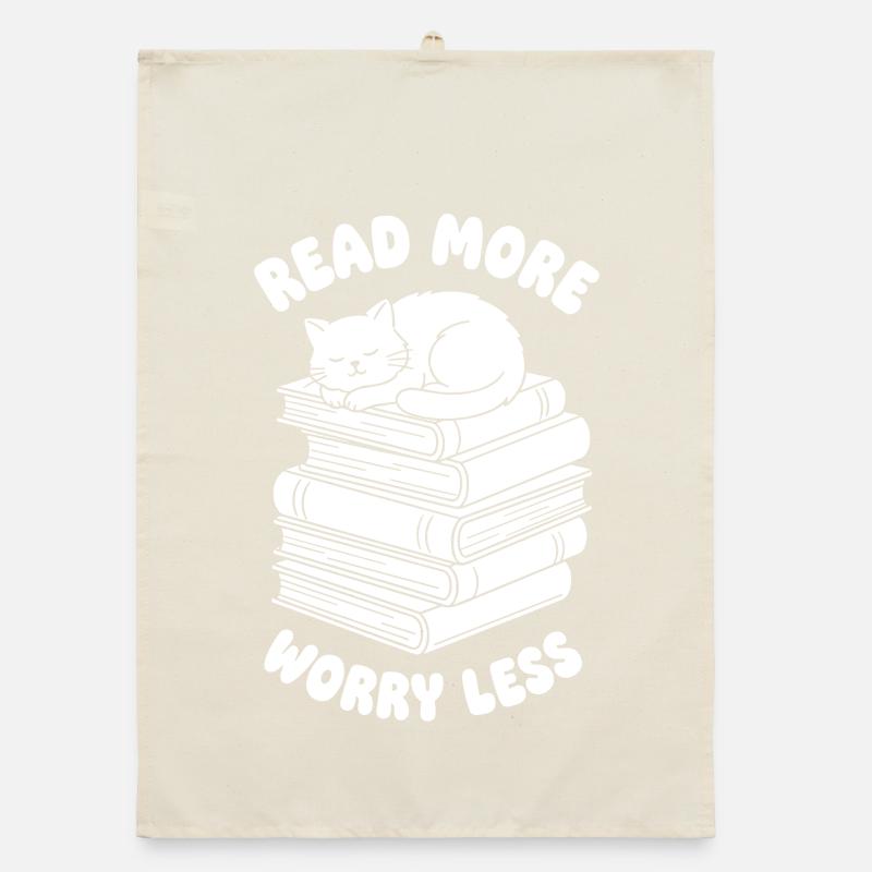 Read more, worry less – cat stacks Organic dish towel