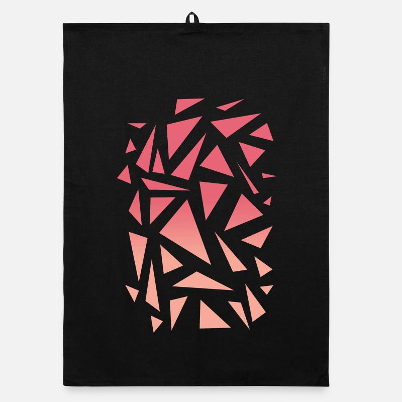 Triangle Pattern - Pink Gradient - Organic dish towel - black