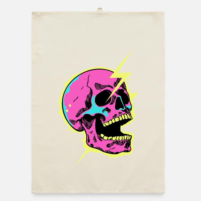 Neon-Schädel-Blitzausbruch Organic Geschirrtuch