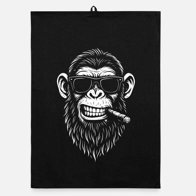 Affe mit Bart und Zigarre Organic Geschirrtuch
