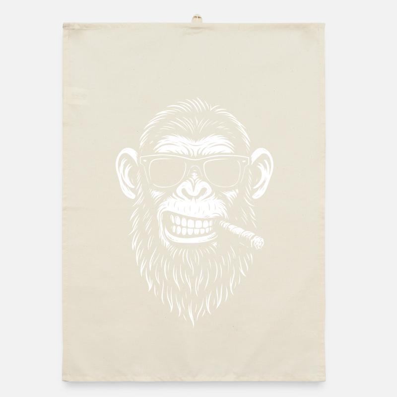 Affe mit Bart und Zigarre Organic Geschirrtuch