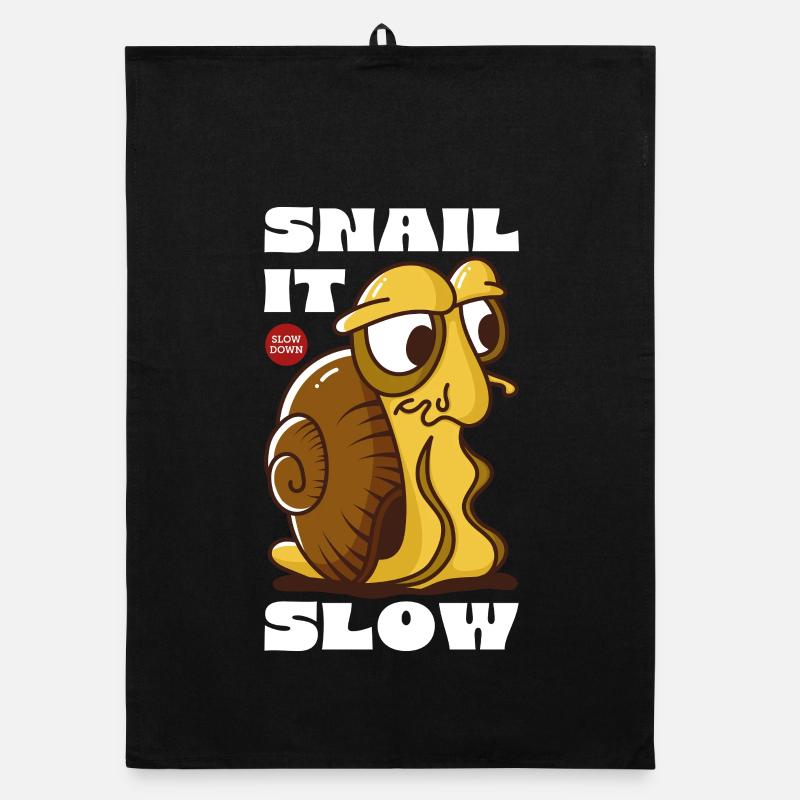 Snail It Slow Cartoon Snail Design Organic Geschirrtuch