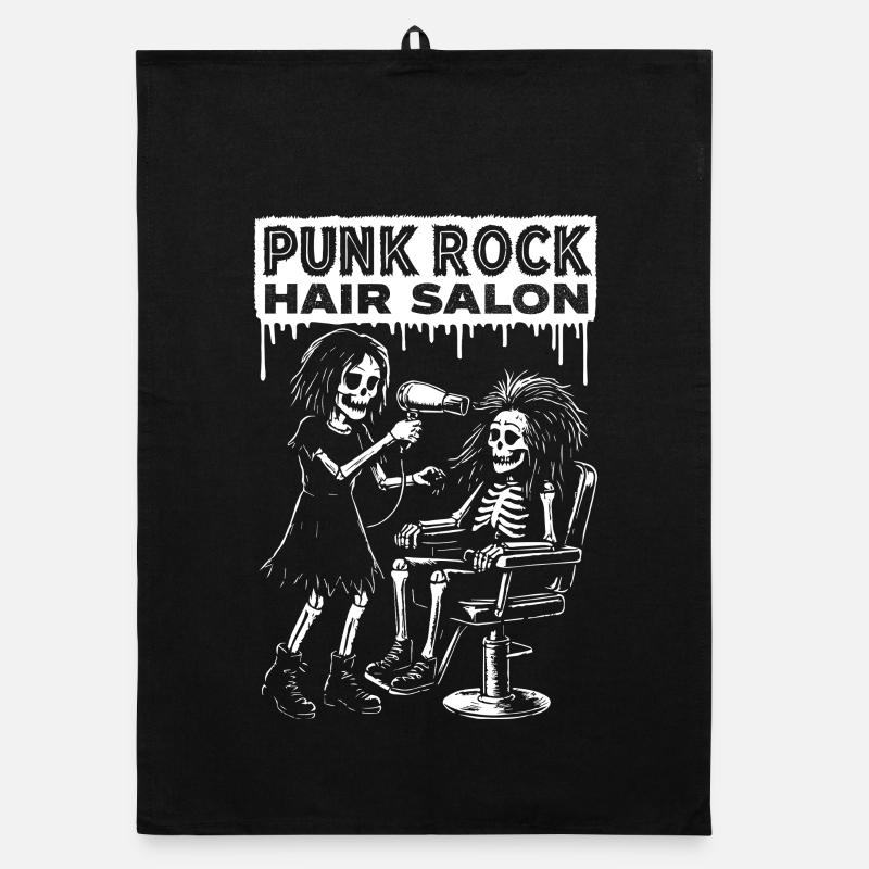 Punk Rock Skeletons Hair Styling Organic dish towel