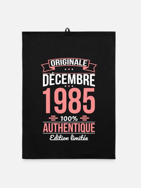 40th Anniversary - Original - December 1985 - Organic dish towel - black - Front