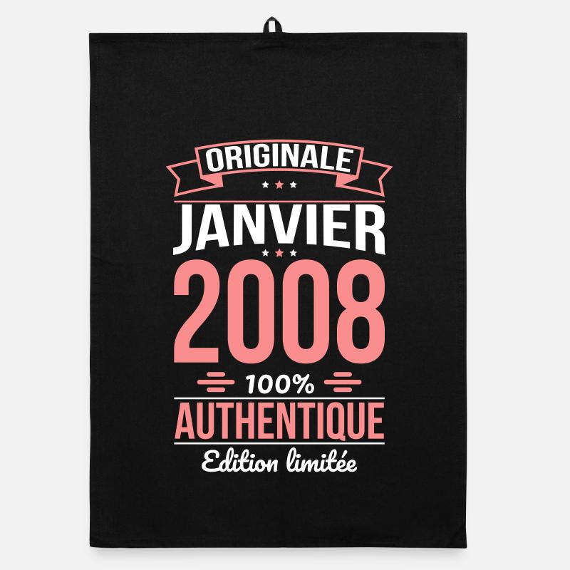 18. Geburtstag – Original – Januar 2008 Organic Geschirrtuch