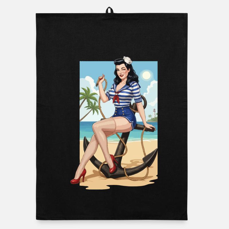 Pin-up de marin de plage Torchon bio
