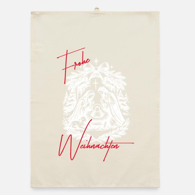 Weihnachtskrippe Schwarz Weiß Organic Geschirrtuch