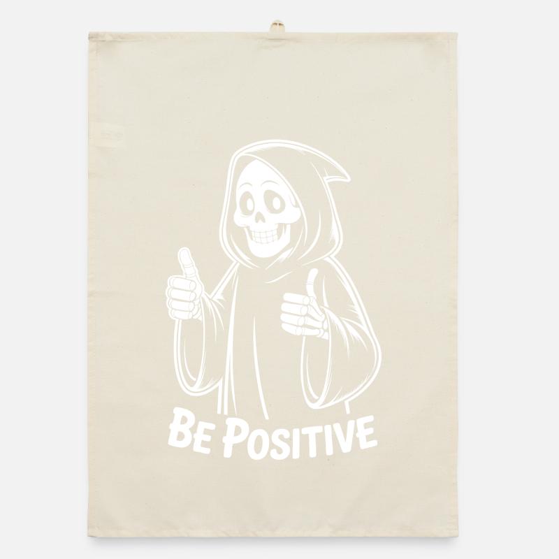 Be Positive Sensenmann Cartoon Organic Geschirrtuch