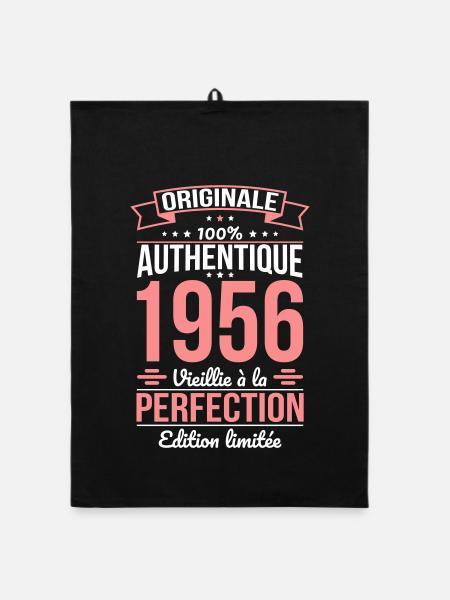 1956 – Aged to Perfection – Limited Edition - Organic dish towel - black - Front