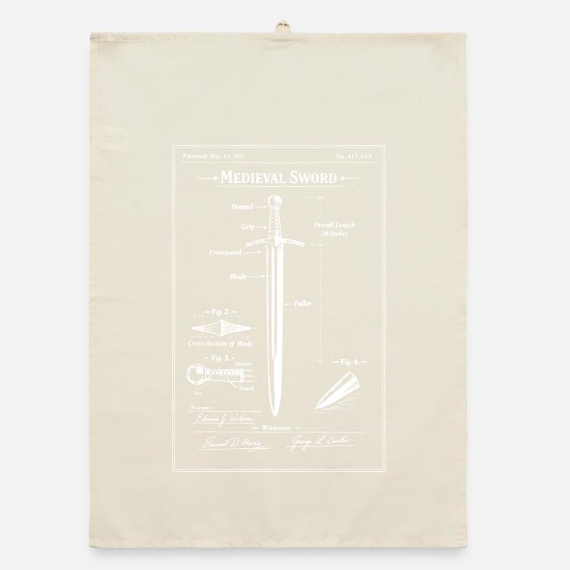 Mittelalterlicher Schwert-Bauplan Organic Geschirrtuch