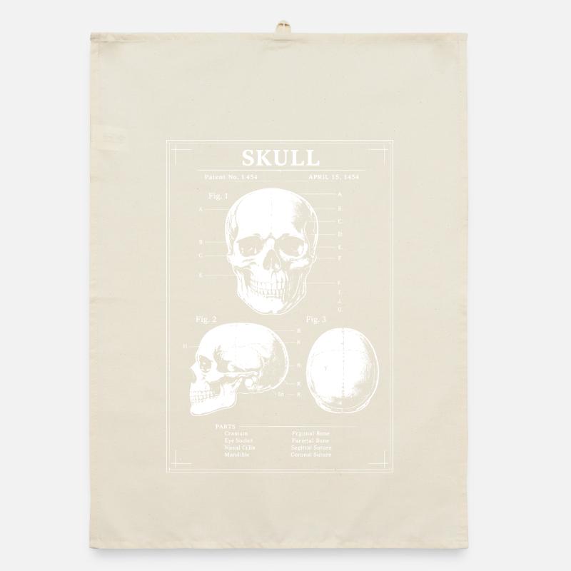 X-Ray Skull Blueprint Organic dish towel