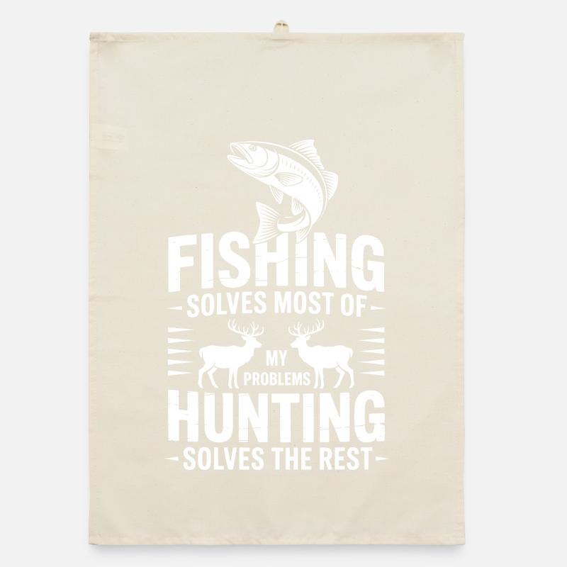Fishing Solves Most Problems Organic dish towel
