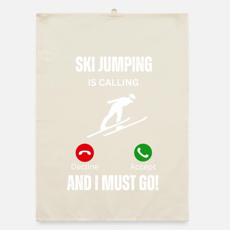 ski jumping is calling and I must go Organic dish towel