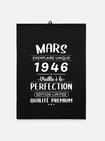 80. Jubiläum – März 1946 Perfektion - Organic Geschirrtuch - Schwarz - Vorne