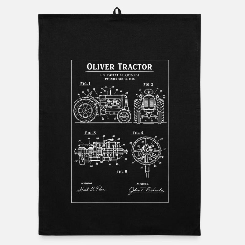 Oliver Traktor Blueprint Patent-Artwork Organic Geschirrtuch
