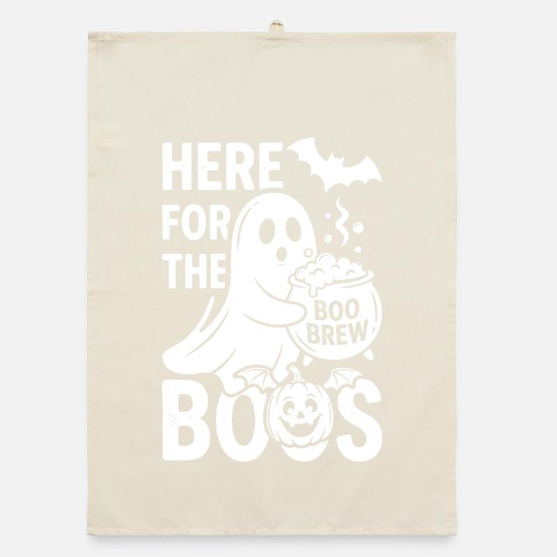 Ghost with Boo Brew Halloween Organic dish towel