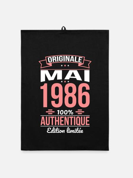 Anniversaire 40 ans - Originale - Mai 1986 - Torchon bio - noir - Devant