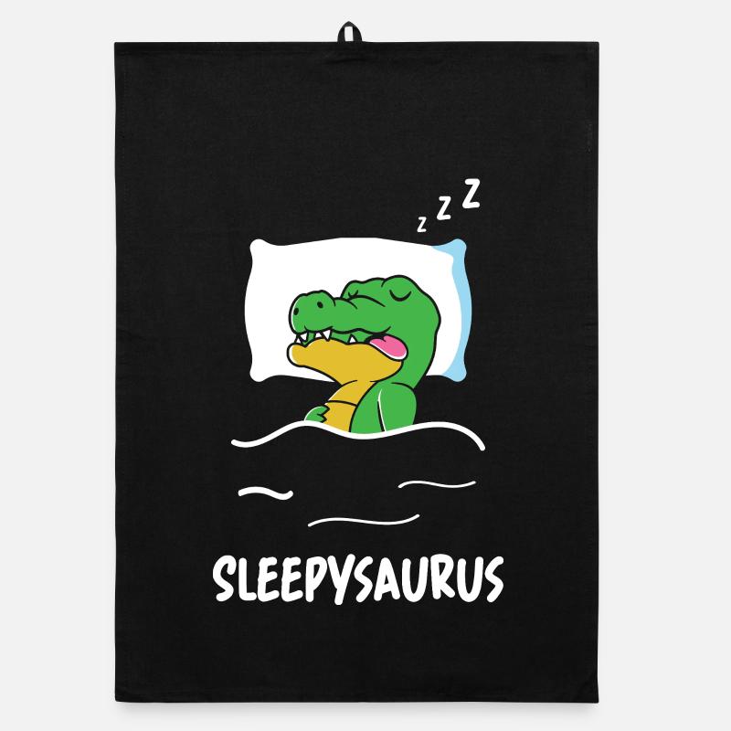 Sleepysaurus Dino Schlafen Lustiger Spruch Dinosau Organic Geschirrtuch